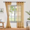 Fcosie 52" Wx108 L Stripe Semi Sheer Curtain with Silver Grommets