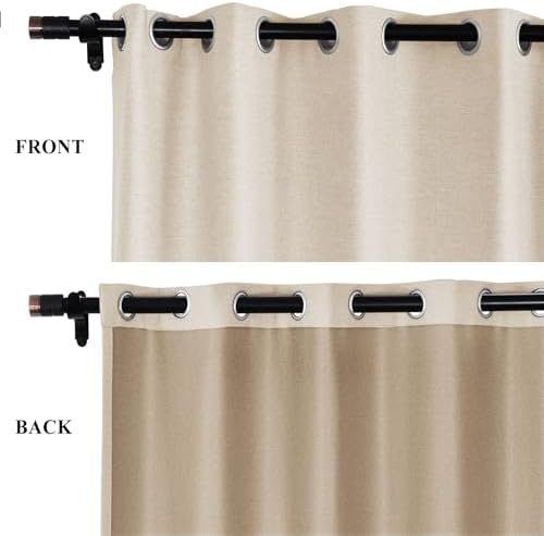 Fcosie Blackout Bedroom Curtains Sand Beige (2 PCS) - Flax Linen