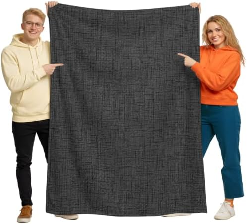 Black Solid Throw Blanket 60”×80” for Couch Sofa Bed, Minimalist Cloth