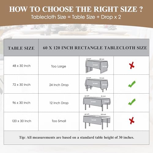 1 Pack White Rectangle Tablecloths 60x120 Inch for 8ft Tables