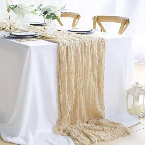 10 Pack Beige Cheesecloth Table Runner 10FT Boho Gauze Fabric Cheese