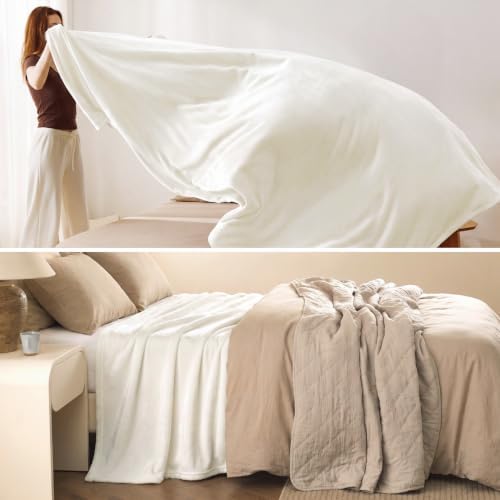 Bedsure GentleSoft Fleece Bed Blankets Full Size Cream - Soft