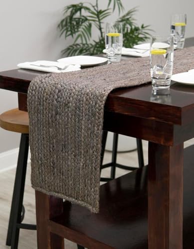 Gray Jute Table Runner Rug – 14 x 108 Inches – Handmade Indian Dining