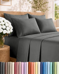 CGK King 6pc Bed Sheet Set - Breathable & Cooling - Charcoal