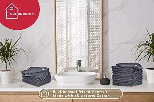 WASHCLOTH Soft Cotton Towels 11"x11" Grey - (50 Pack) with 1 Free