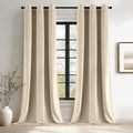 ANRODUO Beige Velvet Curtains 84 Inches Long for Bedroom 2 Panels