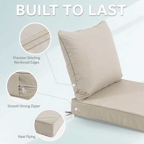 24x24 Inch Outdoor Chair Cushions Set of 2, Patio Furniture Cushions