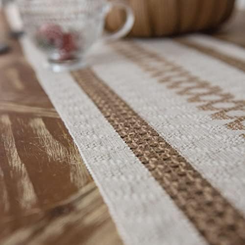 Hsvanyr Farmhouse Long Macrame Tablecloth Runner Cotton Linen with