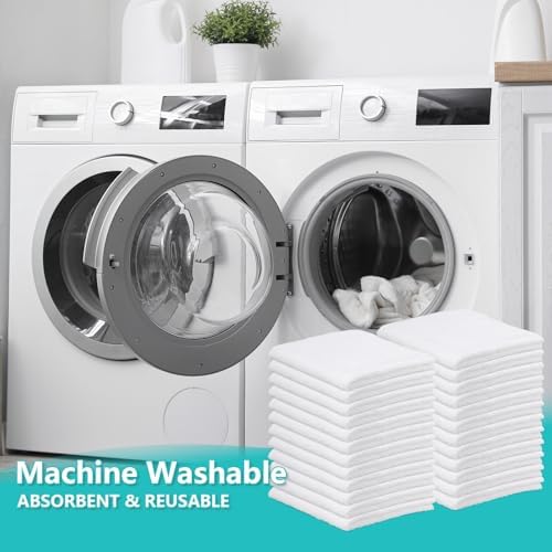 50 Pack White Cleaning Cloths, 12 x 12 in Cotton Terry Towels