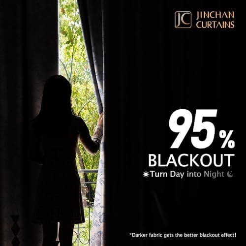 jinchan Pinch Pleated Curtains Blackout Floral Curtains for Bedroom