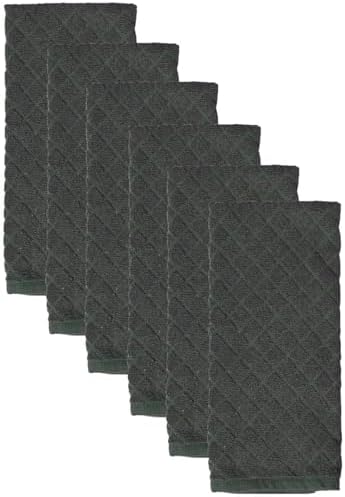 Kitchen Towels, 6 Pack, Diamond Terry Kitchen Dish Towels, 400 GSM