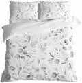3 Pieces Duvet Cover Gradient Gray Eucalyptus Leaf Luxury Soft