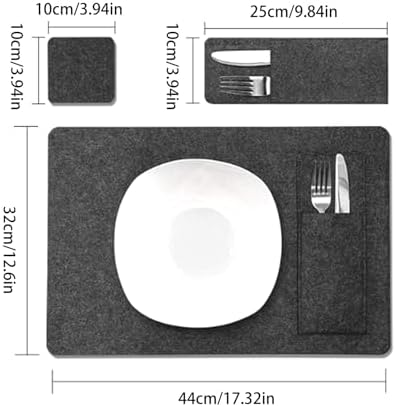 Multipurpose Felt Placemat Bundle 6PCs Stainproof Thermal Insulation