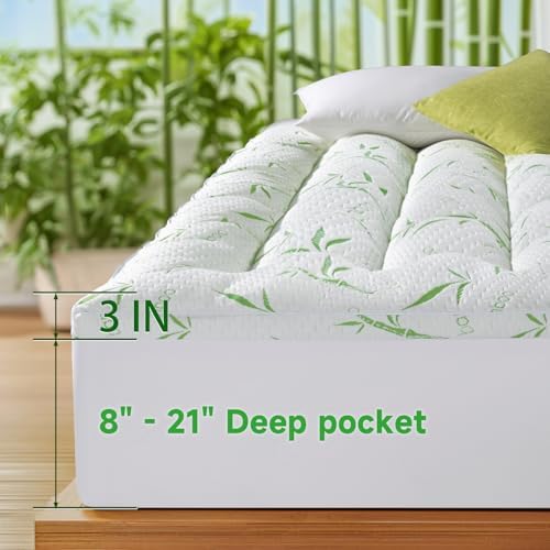 3 Inch Mattress Topper Queen - Viscose Made from Bambu,Cooling Soft