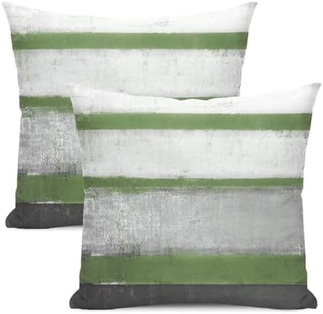 AEIOAE Sage Green Grey Pillow Covers 18x18 Set of 2 Beige Abstract Art