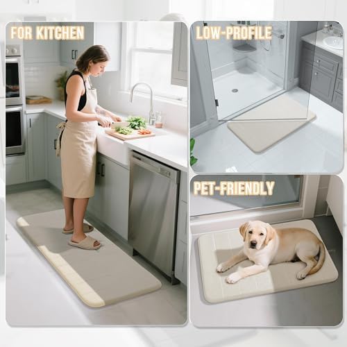 Yimobra Memory Foam Bath Mat Set 3 Pieces- Super Soft Absorbent Quick