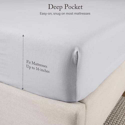 Silver Gray King Size Sheet Set, Pre-washed Microfiber Cotton-Like