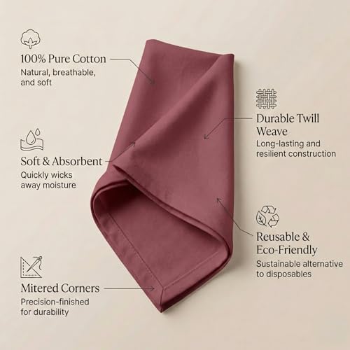 ACCENTHOME Accent Home 100% Cotton Napkins, Delicate Cloth Napkins for