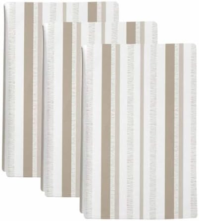Brown Beige Stripe Kitchen Towels Set of 3, Modern Minimalist