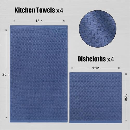Kitchen Towels and Dishcloths Set, 12X12IN,15X26IN Super Absorbent