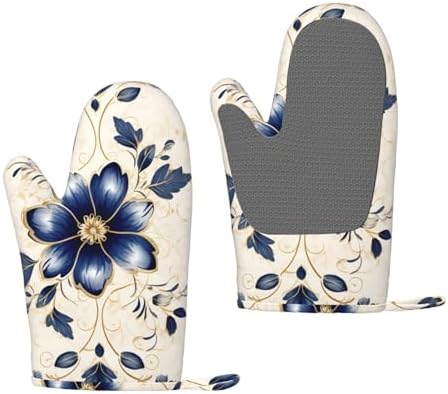 2pcs Silicone Oven Mitts Set Heat Resistant Oven Glove Non-Slip Grip