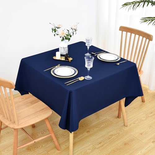 Wolkemer 2 Pack 60x60 Inch Square Tablecloth Washable Navy Table Cloth