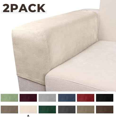 2-Piece Stretch Couch Arm Covers, Cream