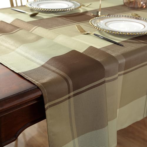 Honellaty Checkered Rectangle Tablecloth 52" x 70"inch Taupe