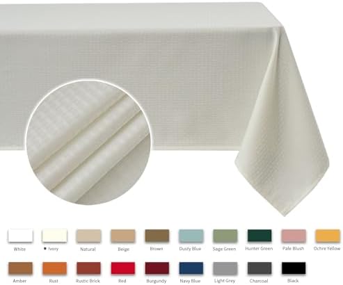 maxmill Weaved Texture Rectangle Tablecloth Water Resistant Wrinkle