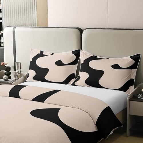Erosebridal Beige Abatract 100% Cotton Duvet Cover Boho Line Bedding