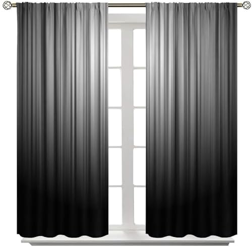 Black and Grey Curtains White Gray Ombre Trendy Simple Silver Abstract