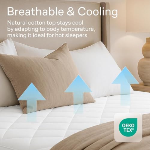 Niagara Cotton Mattress Pad Queen 60x80 - Non Noisy Cooling Breathable