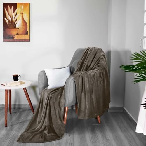 King Size Fleece Blanket for Bed – Grey Ultra Soft Flannel Throw