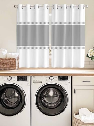 Pure Grey Window Curtains 63 Inch Length, Soild Color Minimalism