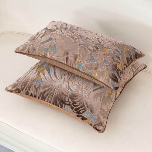 Alerfa Brown Throw Pillow Cover 20x20 Inch, Square Cut Velvet Maple