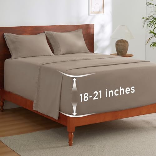 Bedsure Deep Pocket Queen Sheets Set - Fits Mattresses Up to 21 Inches