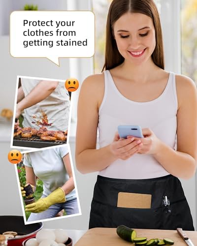 Xeoxarel Aprons with 4 Pockets (Available in 3 Pack / 7 Pack) 23.5'' X