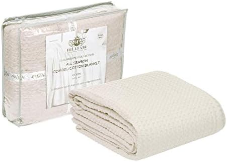 HILLFAIR 100% Combed Cotton Blanket– Queen Size Bed Blanket– Warm Soft