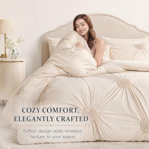 Elegant Pinch Pleat Duvet Cover Set, Luxury Brushed Microfiber