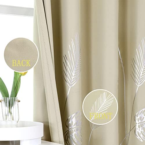 Beige Blackout Patterned Curtains for Living Room Bedroom 52x108 Inch