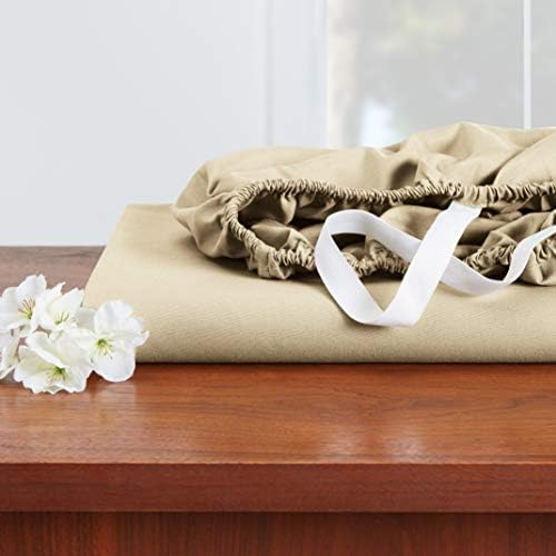 1 Piece Fitted Sheet 100% Long Staple Cotton Beige Cal-King Size Only