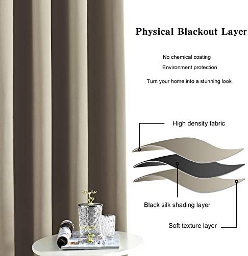 Blackout Curtains for Bedroom 2 Panels 108 W x 84 L Inches Beige