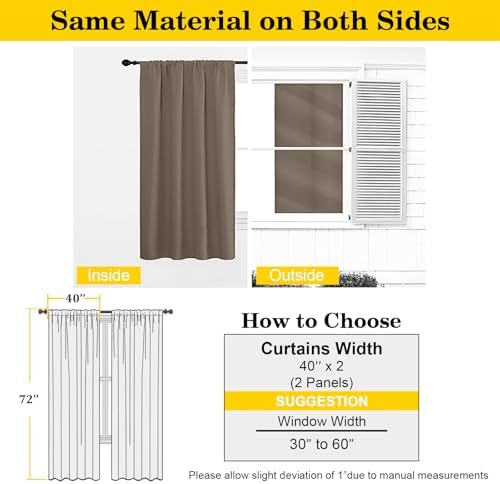 Brown Blackout Curtains for Bedroom Living Room 72 Inches Long 2