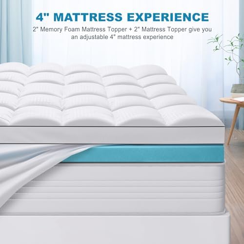 MASVIS Queen Size Dual Layer 4 Inch Memory Foam Mattress Topper