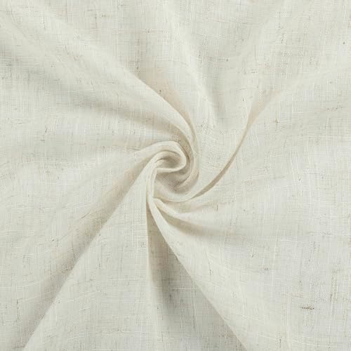 No. 918 Lennox Linen Blend Sheer Tab Top Curtain Panel, Linen, 50" W x