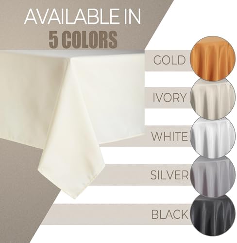 Ivory Polyester Rectangle Tablecloth - 60" x 102" (1 Piece), Elegant