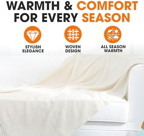 Cheer Collection Cable Knit Throw Blanket, Thick, Cozy & Soft Knitted