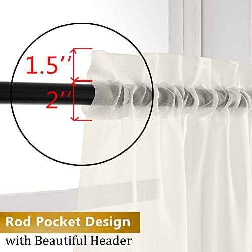 Aiyufeng Sheer Ivory Curtains 120 inches 2 Panels Set Extra Long