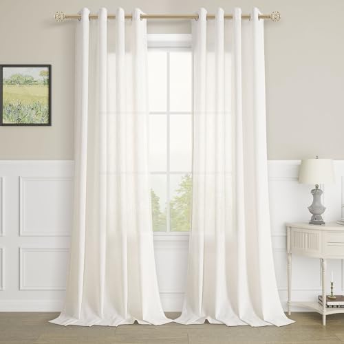 Aersas Extra Long Linen Curtains 110 Inches for Living Room Grommet