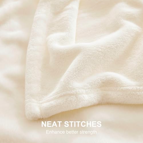 Hansleep Full Beige Fleece Blanket, Soft Flannel Bed Blanket